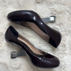 United Nude Dark Brown/Burgundy and Silver Heels